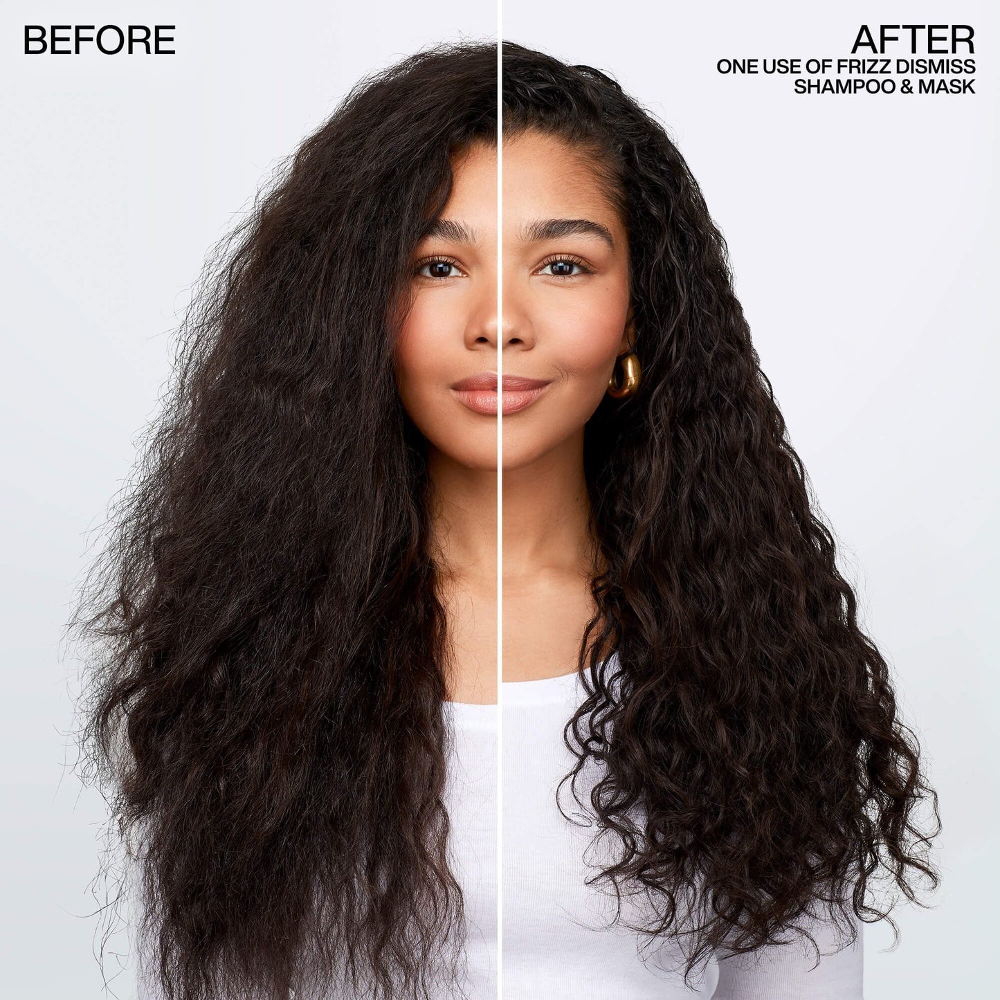 Redken Frizz Dismiss before and after - smooth frizz-free hair