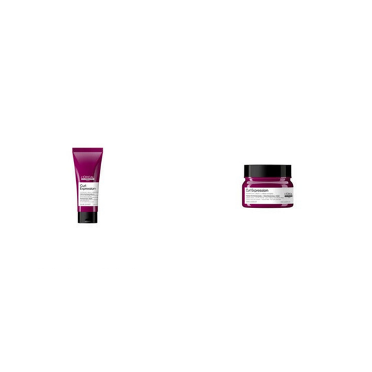 L'Oréal Professional Curl Expression Leave-In Moisturiser 200ml and Hair Mask 250ml on a white background