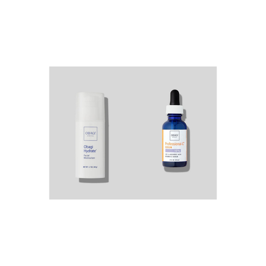 Obagi Hydrate Facial Moisturiser 48g and Professional-C 15% Serum 30ml on a white background
