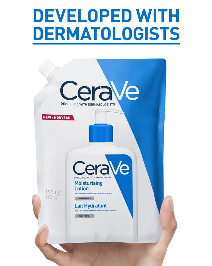 CeraVe Daily Moisturising Lotion Refill 473ml refill pouch detail