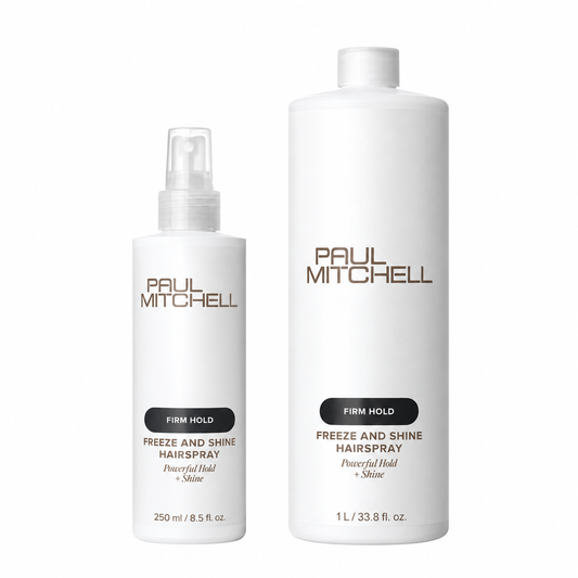 Paul Mitchell Freeze and Shine Super Spray 250ml & 1000ml Duo — both included products