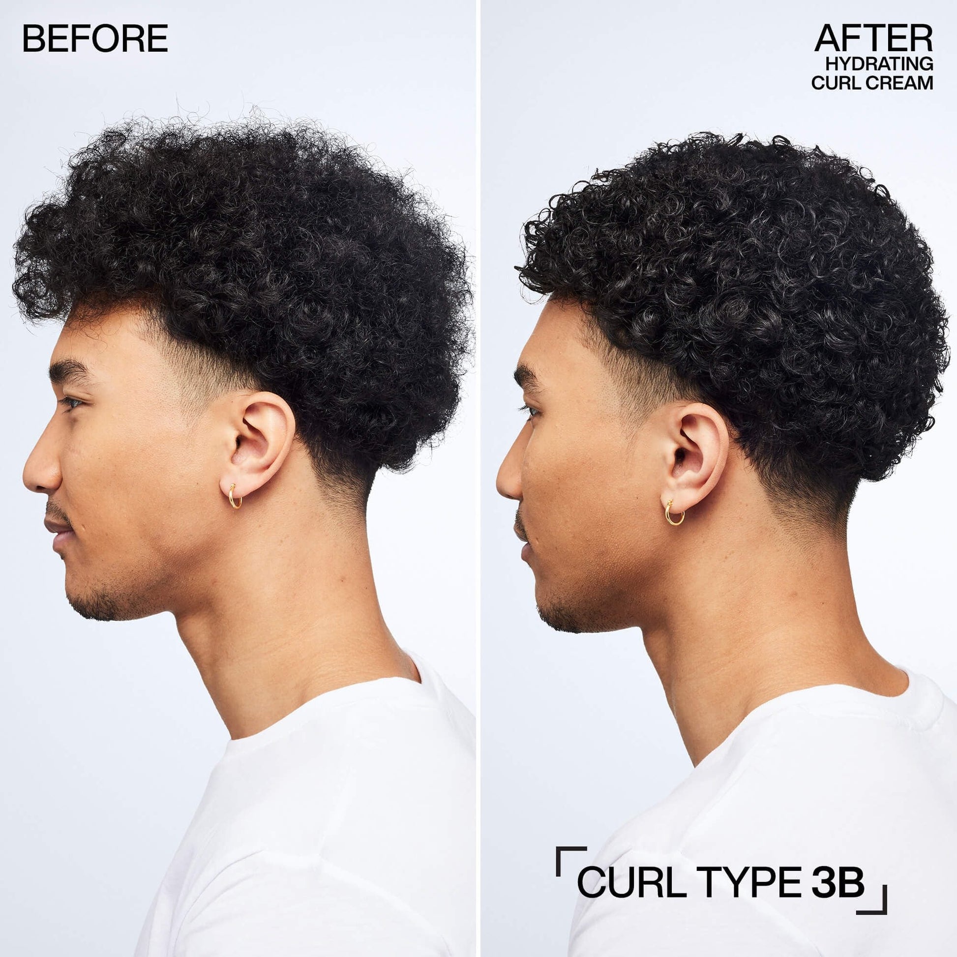 Redken Hydrating Curl Cream before and after on curly hair