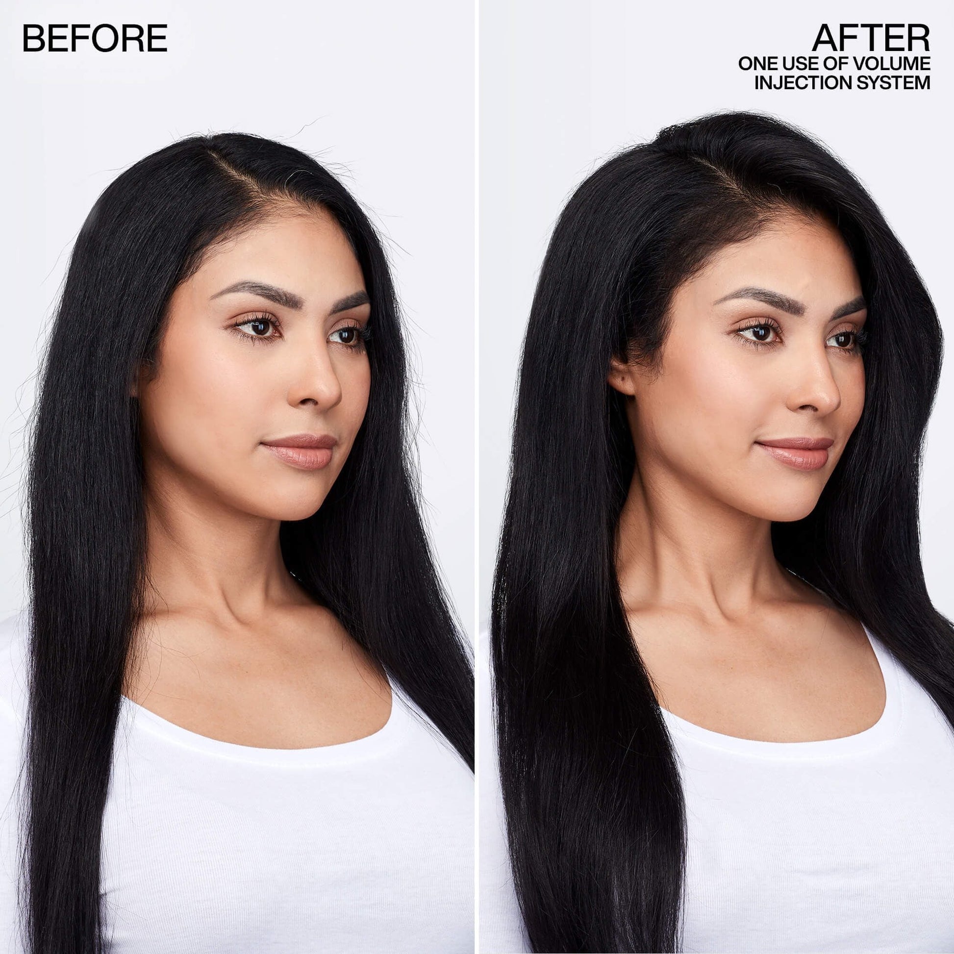 Redken Volume Injection before and after - visible volume and lift